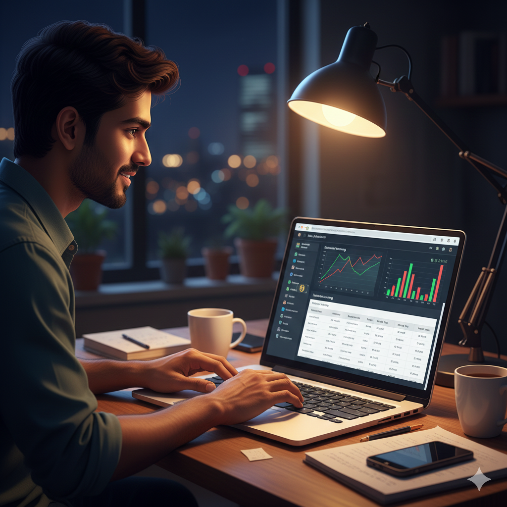 AdSense डैशबोर्ड देखते हुए ब्लॉगर